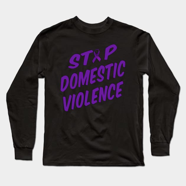 Stop Domestic Violence Long Sleeve T-Shirt by IronLung Designs